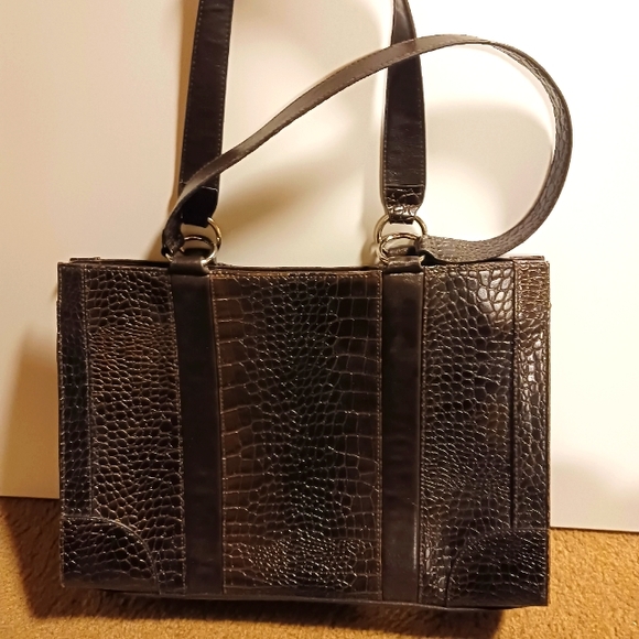 Faux Alligator Bag Dark Brown - Picture 2 of 6
